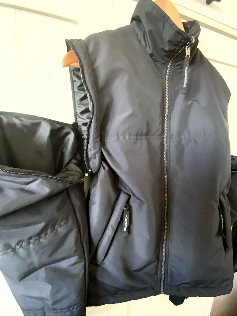 Storm Black Utility Puffer Jacket with Stand Collar